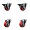 Service Caster 3'' Red Poly Wheel Swivel Bolt Hole Caster Set with 2 Posi Lock Brakes, 4PK SCC-BH20S314-PPUB-RED-PLB-2-S-2 - alternate 1